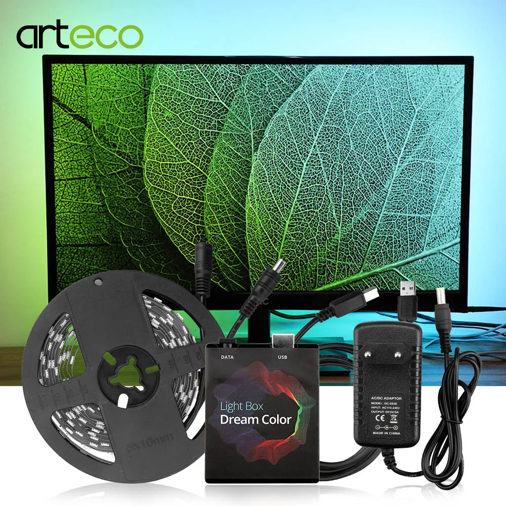 WS2812b RGB USB LED Strip light 5050 SMD HDTV Monitor Desktop PC Screen