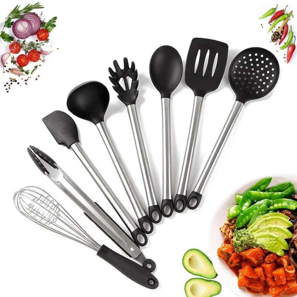 

8 Piece/Set Silicone Kitchenware Kit Durable Environmentally Friendly Kitchen Tools For Microwave Oven Steamer Baking