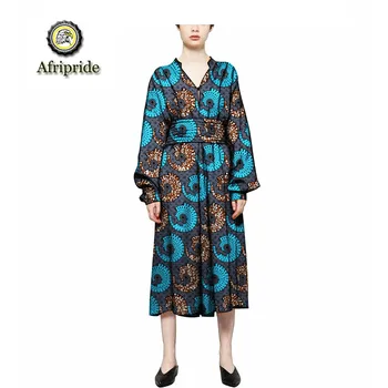 

2019 african dresses for women AFRIPRIDE bazin riche ankara print pure cotton dress wax batik private custom S1825088