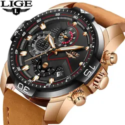 LIGE для мужчин s часы лучший бренд класса люкс повседневное кожаные кварцевые часы мужской спортивные водонепроницаемые часы подарок