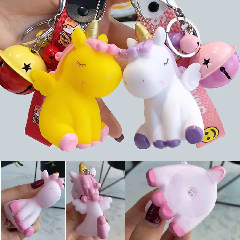 

Pink Unicorn Keyring Pendant Cut Keychain Bell Key Chains for Girls Birthday Party Unicornio Key Ring Bags Accessories