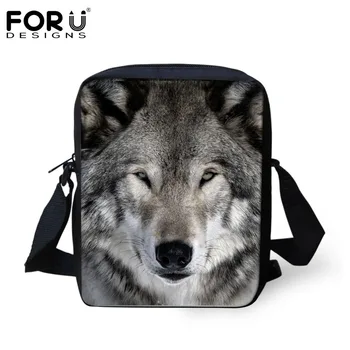 

FORUDESIGNS Bolsas Wolf Printing Messenger Bags for Men Boy Casual Crossbody Bags Brand Designer Small Child Travel Shoulder bag