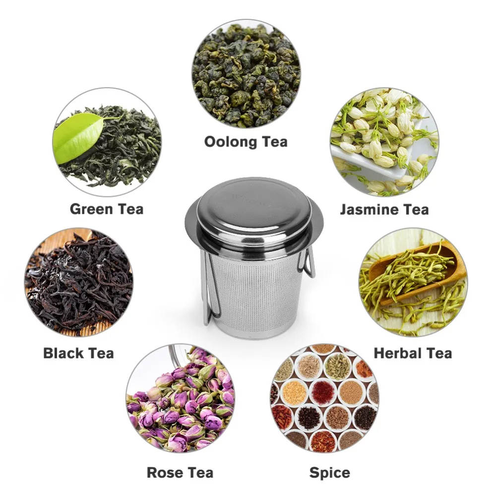 1 шт. многоразовый чай для заварки из нержавеющей стали сетчатый фильтр для чая кофе чай фильтр с крышкой для травяных специй рассыпной чай
