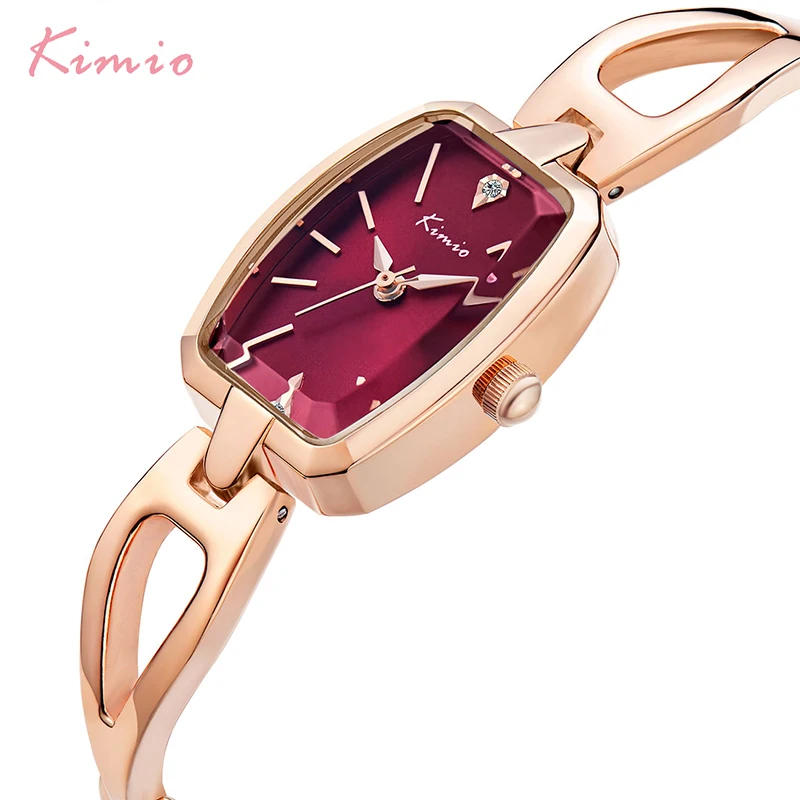 Goede KIMIO Luxe Vrouwen Armband Horloges Rvs Hollow Rose Vergulde Vrouwelijke Quartz Horloge 2017 Montre Femme Met Doos