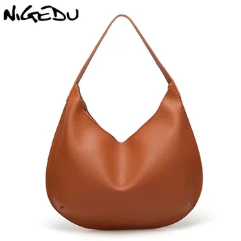 

NIGEDU PU leather women handbag fashion female shoulder bag Large Capacity Casual big Totes lady hobos bag bolsa feminine black