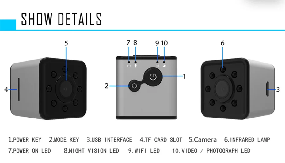 SQ13 Mini Camera Full HD 1080P Camcorder Night Vision Mini Camera Wifi 1080P Sports Action Waterproof DV Voice Video Recorder  (11)
