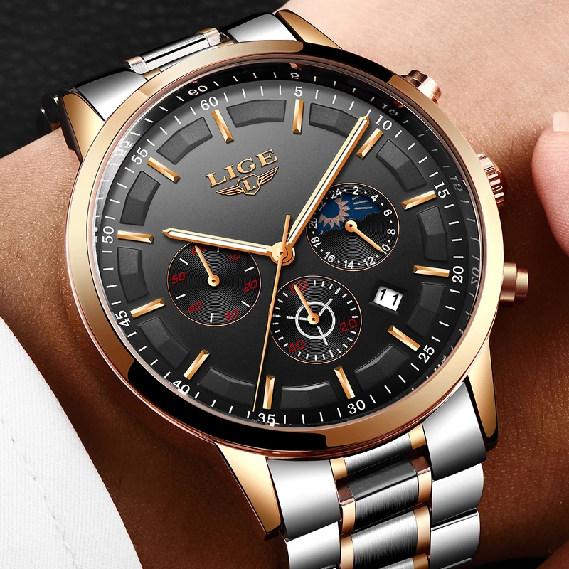 

LIGE Watch Men Fashion Sport Quartz Clock Mens Watches Top Brand Luxury Full Steel Waterproof Military Watch Relogio Masculino