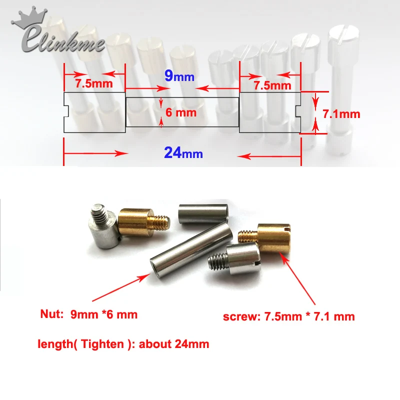 4pcs/lot,6mm x 24mm (6 x 9)Brass or Stainless steel Corby Bolt Rivet Brass or Stainless steel Knife Handle Fastener(EAM)
