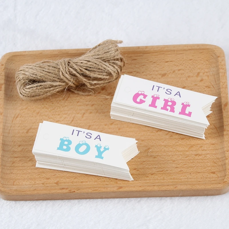

100pcs It's A Boy Kraft Paper Tag It's A Girl Baby Shower Gift tags Packaging birthday Party kids DIY candy box Label Supplies