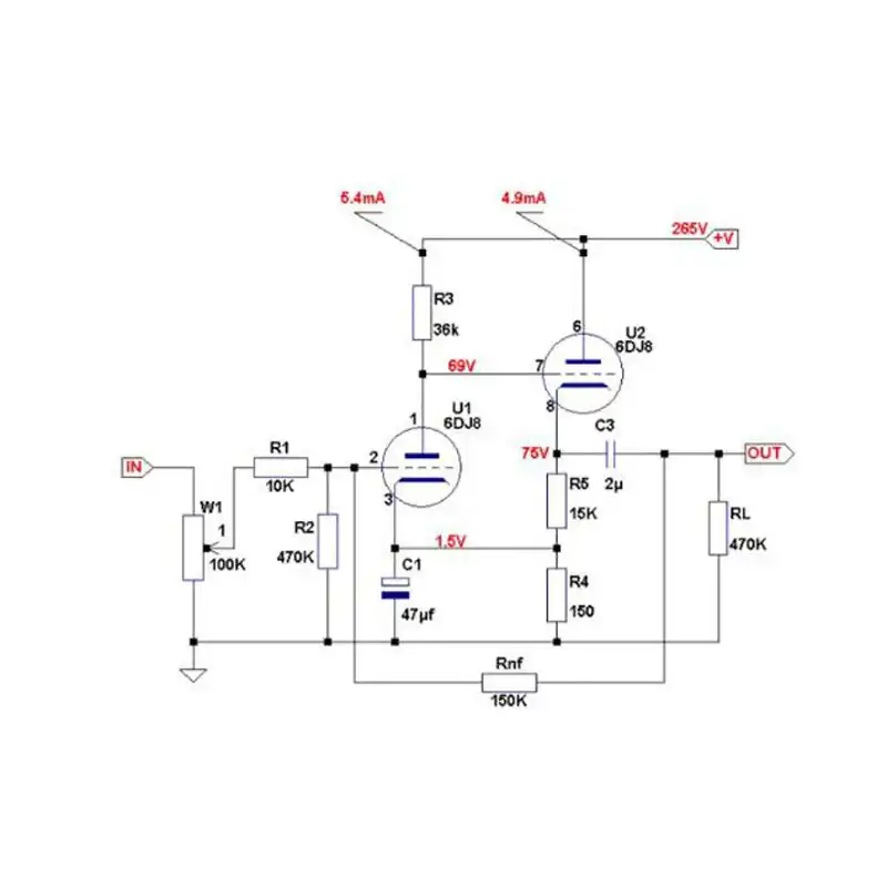 6DJ8/6N11/E88CC/6922 Tube Buffer Pre amplifier Preamp board DC 0 265V 0