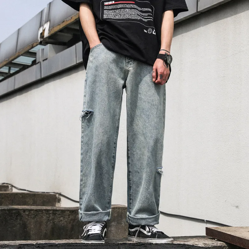 Хип хоп Для мужчин s Джинсы Марка Oversize Повседневное широкие брюки джинсы High Street