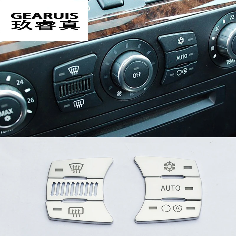 

Car styling Air conditioning CD control Buttons decoration panel Stickers covers for BMW e60 5 series Interior auto accessories