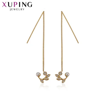 

Xuping Jewelry Fashion New Imitation Pearl Long Gold Color Plated Earrings for S52.2-92948