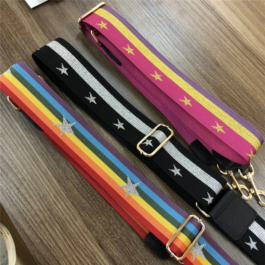 DUSUN Rainbow Bag Straps Handbag Belt Wide Shoulder Bag Strap Replacement Strap Accessory Bag Part Adjustable Belt For Bag 120cm