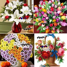 Diy Полная квадратная Алмазная Вышивка Цветы Картина "Алмаз" ромашка алмаз dotz Лилия гобелен на заказ тюльпан Диаманд мозаика пион