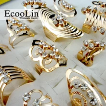 Бренд EcooLin, 20 шт., смешанный стиль, цинковый сплав, Золотое кольцо, регулируемое кольцо на палец для женщин, модное ювелирное изделие, Много колец LR475