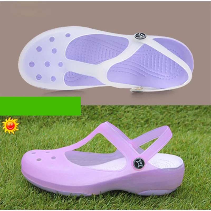 MCCKLE/летние женские босоножки; прозрачная обувь на плоской подошве; водонепроницаемые женские шлепанцы с пряжкой на лодыжке; мягкий светильник; удобная пляжная обувь - Цвет: purple