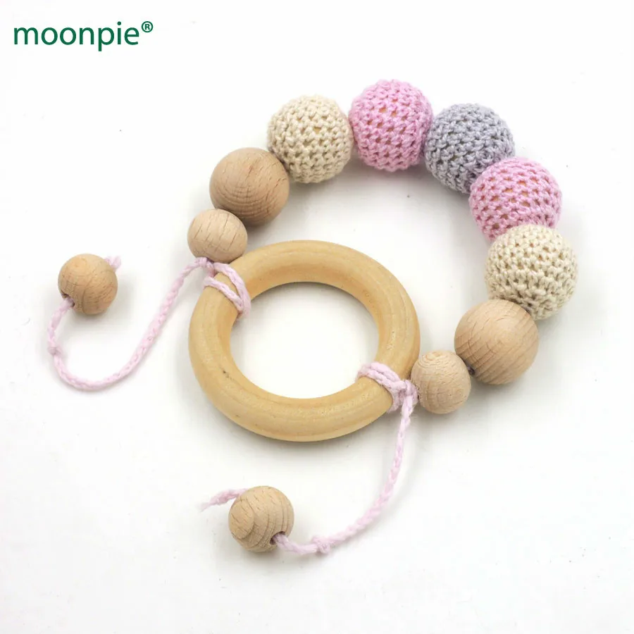 Bird Bracelet Baby Wood Teether Organic Wooden Nursing Toy Crochet Beads