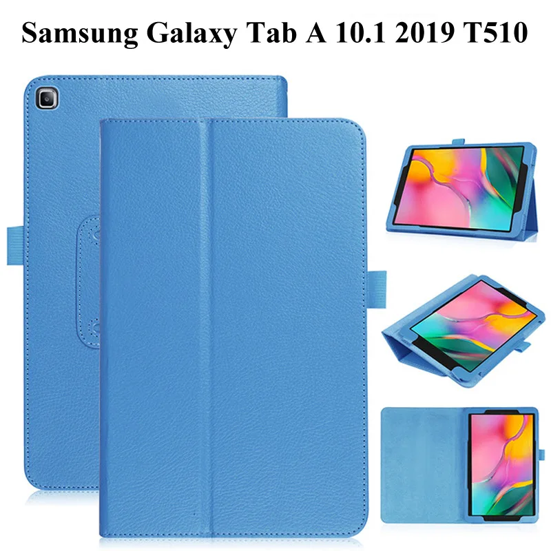 

Litchi Style Tablet Case for Samsung Galaxy Tab A 10.1 2019 T515 T510 SM-T510 SM-T515 10.1 inch PU Leather Folding Case+film+pen