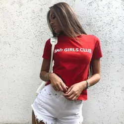 2019 новые модные летние топы футболки в стиле панк для женщин Bad Girls CLub Футболка белый красный harajuku Женская Футболка камзол