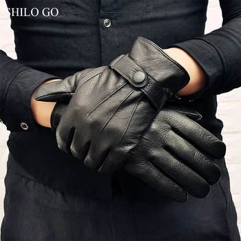 

SHILO GO Leather Gloves Mens Spring Fashion sheepskin genuine leather Gloves Business Comfortable single button gloves