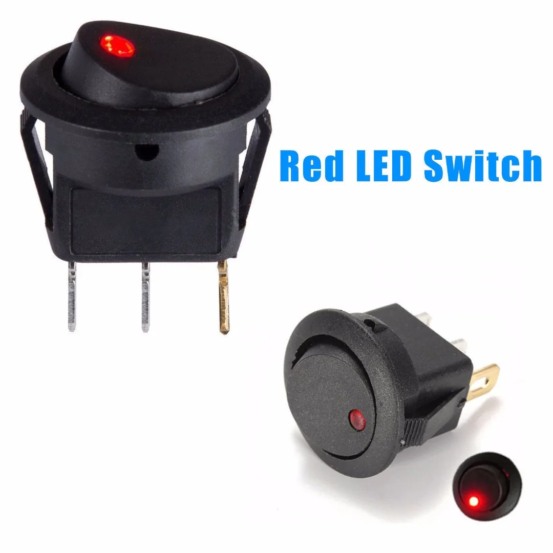 20Pcs Pushbutton Switch ON/OFF Round Rocker Switch LED Illuminated Car Dashboard Dash Boat Van 12V Waterproof Cap