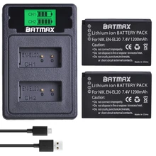 2 batteries EL20 EN EL20a + LCD, double Port USB type-c pour Nikon Coolpix P1000 Nikon1 J1 J2 J3 Nikon1 AW1