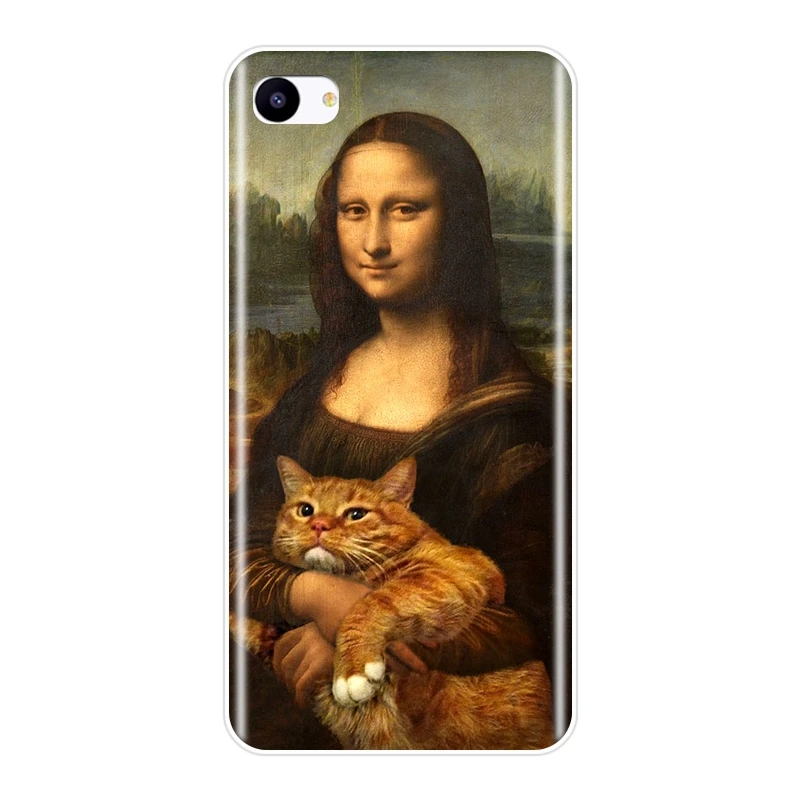 Back Cover For Meizu 16th 16x 15 Lite 16 Plus Art Cat Mona Lisa Funny Silicone Soft Phone Case For Meizu U10 U20 Pro 6 7 Plus