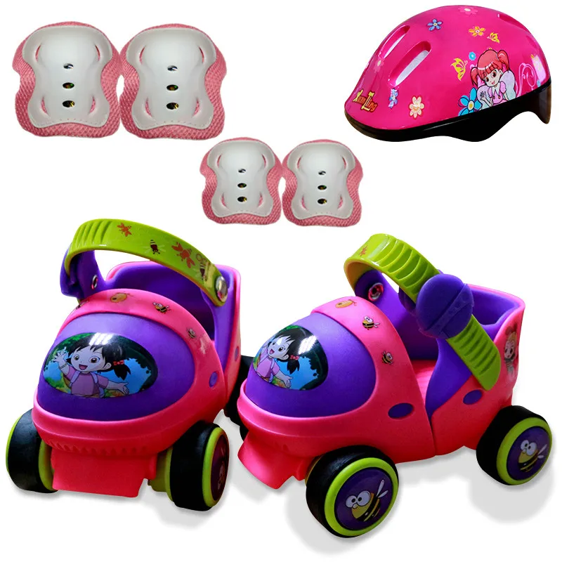 Nível de Entrada do Bebê Sapatos de Skate Livre para Iniciante Dois Linha Patins Dupla Fileira 4 Rodas Novos Desenhos Animados Bonito Patines en Linea Tamanho