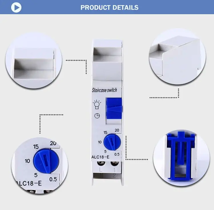 Тип ALC18-E 220-240VAC 50-60 Гц 20 минут 0,5 Минимальная установка DIN освещение рельсов задержка лестница таймер переключатель времени