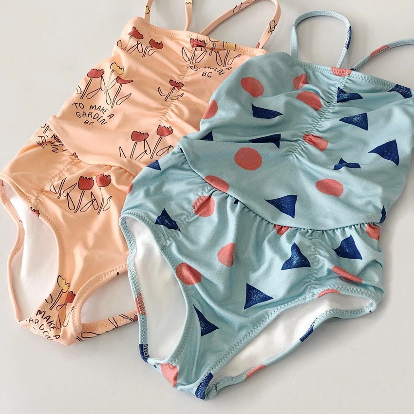 

6 Color Pre Sale Bobo C** Kids Swimwear One Piece Swimsuit For Baby Girls Beach Wear Flower Striped Print Baby Girl Bikini