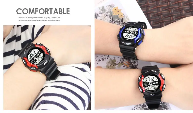 OTS/модный бренд для мальчиков и девочек, детские водонепроницаемые цифровые светодиодные часы, спортивные наручные часы с секундомером