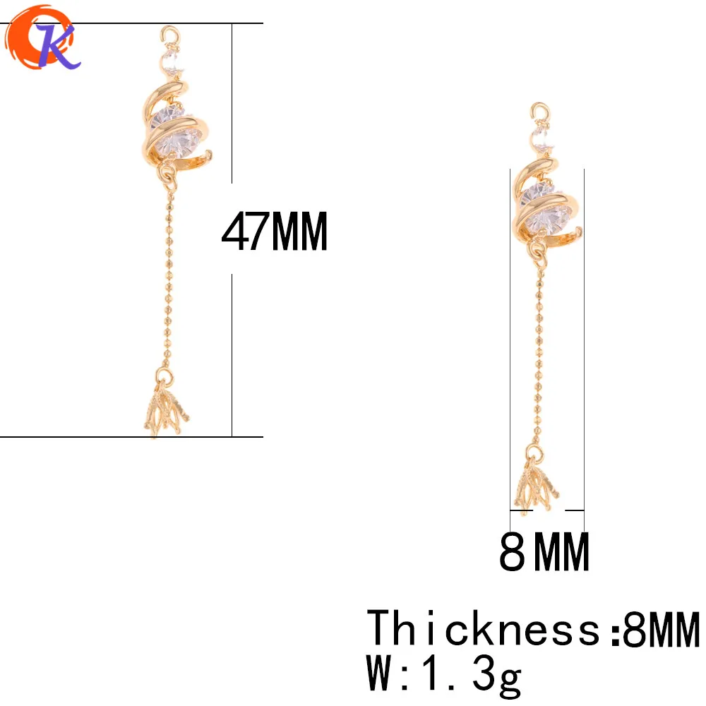 Cordial дизайн 10 шт. 8*47 мм аксессуары для ювелирных изделий/CZ детали для серег/Подлинная позолота/DIY решений/ручной/застежки для сережек