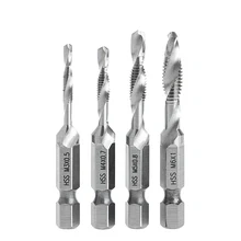 4Pcs/Set High Speed Steel HSS 4241 Drill Bits Hex Shank Spiral Tap M3-M6 4Pcs/Set High Speed Steel HSS 4241 Drill Bits Hex Shank Spiral Tap M3-M6