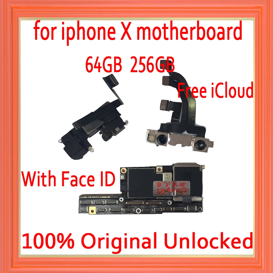 64 Гб/256 ГБ полностью разблокированная для iphone X материнская плата с Face ID, Оригинальная для iphone X материнская плата, без iCloud