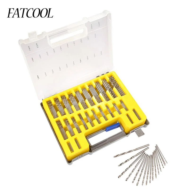 FATCOOL 150 шт. 0,4-3,2 мм сверло набор небольшой точности с чехлом Пластик Box Мини HSS Руку инструменты, сверла Комплект