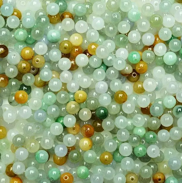 

New Arrivals Natural jade A cargo beads round beads Myanmar genuine ice oil emerald Tricolor beads jewelry 100 piece