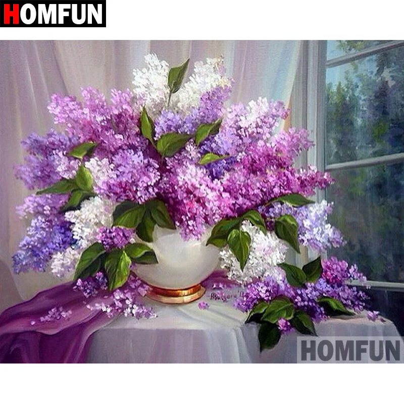 

HOMFUN 5D DIY Diamond Painting Full Square/Round Drill "Flower bouquet" 3D Embroidery Cross Stitch gift Home Decor A02500
