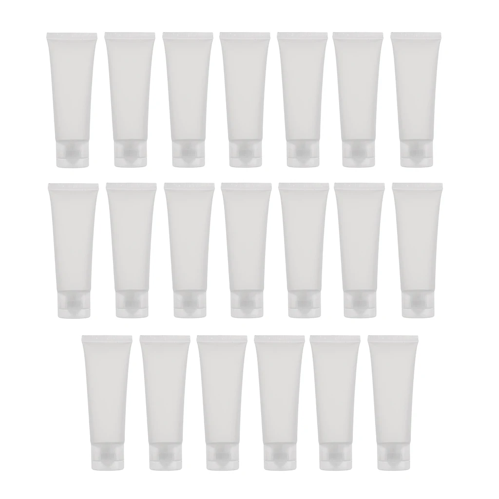 20Pcs Refillable Empty Plastic Squeezable Soft Tubes Bottles, Flip Cap Cosmetic Cream Lotion Shampoo Travel Containers