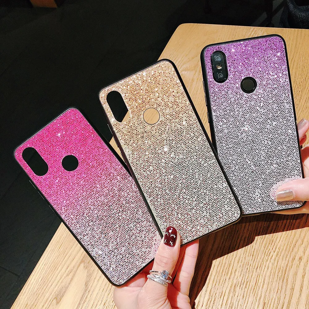 

Gradient Glitter Sequins Soft Silicone TPU Case Cover For Xiaomi Mi 8 A1 A2 Mi8 SE Lite Pocophone F1 Redmi Note 5 Plus 6 Pro S2