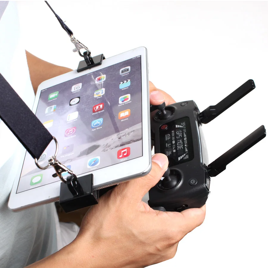 

7.9/9.7 Inch DJI Spark/Mavic Air Remote Controller Double Hanging Buckle Holder tablet bracket with Straps for DJI Mavic Pro