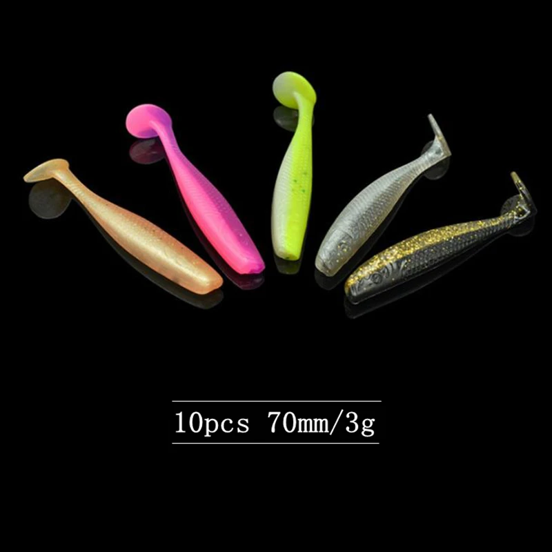 

10pcs/lot 75mm 3g Paddle Tail Multicolor Soft Lure Leurre Souple Artificial Crappie Bream Trout Crankbait Soft Jig For Lake