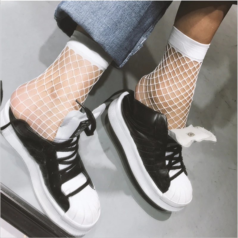 

Women Girls See Through Casual Fishnet Ankle High Socks Ladies Mesh Lace Fish Net Short Socks 2019 New