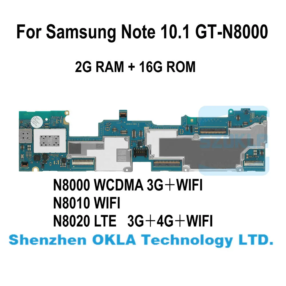 Оригинальная материнская плата Samsung Galaxy Note 10 1 N8000 N8010 N8020 шт. 2 Гб ОЗУ 16 WCDMA ROM