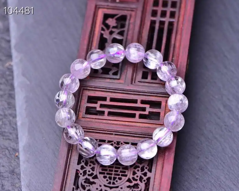 

Top Quality Natural Purple Ice Kunzite Quartz Gemstone Fashion Cat Eye Round Beads 11mm Healing Bracelet AAAAA Drop Shipping