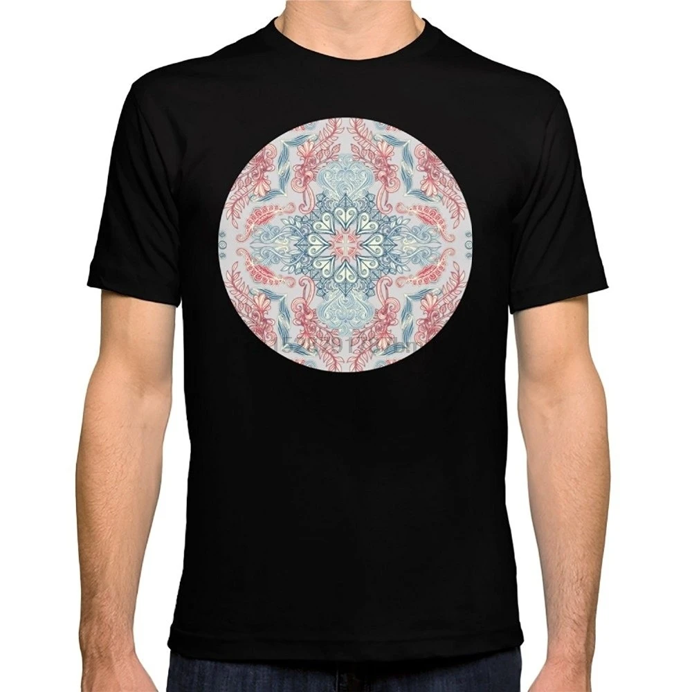 Cool Tees Crew Neck Short-Sleeve Fashion 2018 Vintage Fancy - A Pattern In Pale Blue Navy Deep Rose Tee Shirts For Men | Мужская одежда