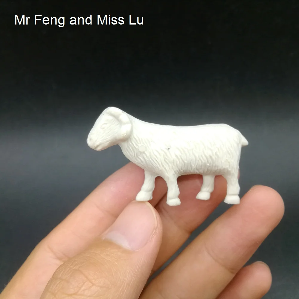 

White Mini Sheep Cognitive Learning Educational Game Animal Model Simulation Toy Kid