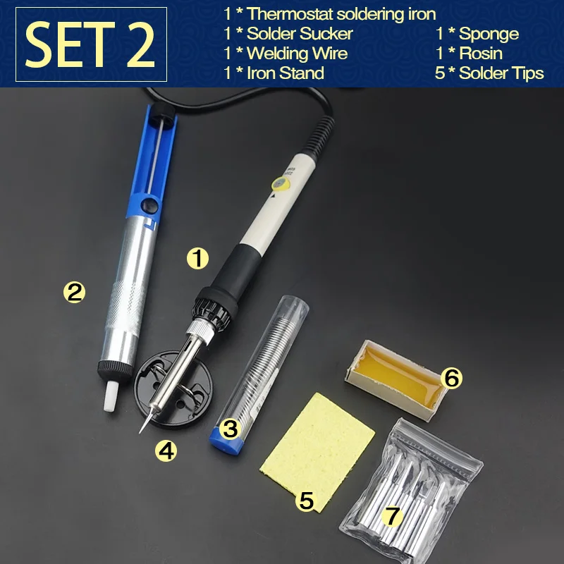 Adjustable Temperature Electric Soldering Iron 220V 60W Welding Solder Rework Station Heat Pencil 5pcs Tips Repair Tool