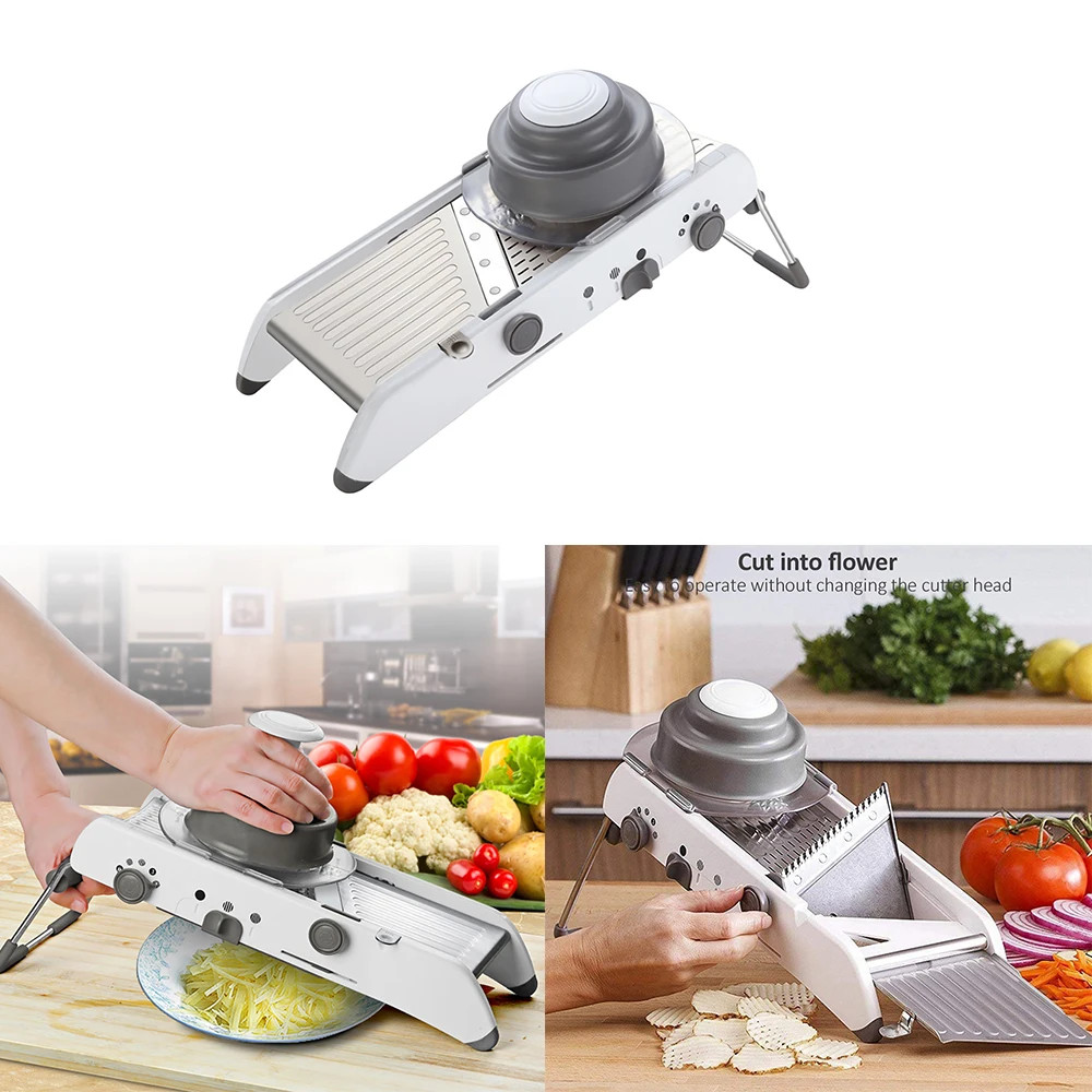 

Slicer Stainless Steel Vegetable Julienner Adjustable Safe Blades Grater Professional Multi-Function Tomato Slicer