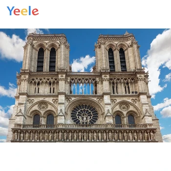 

Yeele White Clouds Blue Sky Notre Dame de Paris Old Photography Backgrounds Customized Photographic Backdrops for Photo Studio